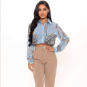 FASHION NOVA CROPPED SHIRT NWT